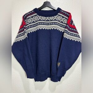 Vintage Dale Of Norway Classic Wool Ski Sweater Mens Small Navy Fair Isle